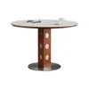 Mesa de jantar redonda para apartamento pequeno estilo vintage, mesa de jantar de metal retrô francesa com tampo de rocha de madeira maciça para uso doméstico, mesa redonda Berg