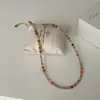 Collar de Cuentas de Cristal de Piedra Natural Colorido Dopamina de Verano Diseño Nicho Versátil Cadena para el Cuello Cadena para la Clavícula