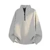 Sudadera retro americana con cuello alto y media cremallera para hombre, top casual suelto de manga larga para otoño, chaqueta gris moderna, estilo Ins