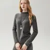 Bai Cai Rong 100% cachemira nueva colección 2026, prêt-à-porter de alta calidad, cuello semi-alto, dobladillo enrollado, estilo americano holgado y cómodo para otoño e invierno