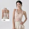 Top de ioga feminino com gola halter e bojo fixo, corte justo, estilo europeu e americano, regata fitness sem mangas para Pilates