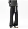 Pantalones bordados de colores de secado rápido para hombre, adecuados para primavera y otoño, con un corte inclinado estilo americano, diseño casual, pierna ancha de moda y estilo ligeramente acampanado, largos y a prueba de viento