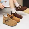 Botas Cortas Cálidas de Cuero de Alta Gama con Hebilla Moda Otoño e Invierno 2025 Versátiles Cómodas Botas de Nieve Birkenstock para Mujer