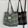 Otoño e Invierno Nuevo Bolso de Hombro a Cuadros de Lana Gran Capacidad Bolso de Mano Bolso Tote Retro Versátil para Viajes Moda Bolso de Mujer
