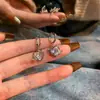 Brincos Espirais de Coração Borboleta com Zircônia Cravejada de Diamantes, Brincos Simples, Doces e Descolados, Estilo Descolado, Brincos e Acessórios Versáteis