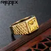 R0101-NK03 joias para comércio exterior atacado ebay novo europeu e americano simples dourado pedra preciosa anel de aço titânio masculino e feminino