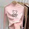 Capa interior cálida para otoño e invierno, camiseta básica de cuello alto a media altura de forro polar por ambos lados para niñas, top de manga larga moderno y elegante para niñas pequeñas
