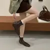Botas de Moda Otoño e Invierno 2025 Nuevas Botines de Punta Fina y Punta Cuadrada Pequeña Botines Cortos Tacón Medio Versátiles Botas Ajustadas Botas Individuales para Mujer Color Nude