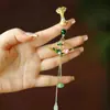 Pingente de Leque Dobrável de Lótus, Broche de Lapela Prensado, Fivela Anti-Exposição, Pingente Antigo de Alto Padrão, Pingente de Borla, Acessórios de Joias