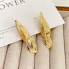 Pendientes de Diseño Nuevo Transfronterizos con Textura de Hoja, Personalidad de Nicho, Pendientes de Estilo Minimalista, Lujo Ligero, Pendientes de Alta Gama para Mujer