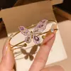 Pulsera Abierta de Doble Capa con Mariposa de Circonita Transfronteriza Europea y Americana con un Diseño Único, Joyería Versátil Exquisita de Lujo Ligero para Mujeres