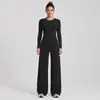 Conjunto de Ropa de Yoga Transfronterizo Ajustado Secado Rápido Camiseta de Manga Larga Top Correr al Aire Libre Fitness Pantalones Rectos Sueltos Conjunto