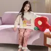 Pijama Infantil 2026 Nuevo Modelo Algodón Puro Manga Larga Pantalón Largo Primavera y Otoño Set de Ropa de Casa de Dibujos Animados para Niñas Mayores