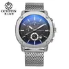 Amazon Multifuncional Moda Casual Calendário Relógio Masculino Pulseira de Malha de Aço Inoxidável Relógio de Quartzo à Prova d'Água Agente