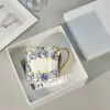 Taza de porcelana de hueso estilo europeo de lujo ligero transfronteriza serie hortensia taza de leche y agua taza de té de oficina regalo para el hogar Taza