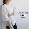 Camisa de manga comprida transfronteiriça Rakuten Hot Selling Japanese Sweet Loose Large Size Round Neck Design Sense Fungus Side Camisa de manga comprida feminina primavera e verão