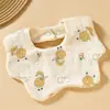Babero de Gasa de Seis Capas con Forma de Pétalo para Bebé Algodón Puro Clase A Toalla para Babas Babero para Recién Nacido Unisex Estilo Delgado Primavera y Verano