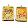 Acero de titanio 4*5 doble cara thangka zorro de nueve colas latón bañado en oro relieve dragón de la montaña Wutai thangka de cinco hojas colgante venta al por mayor
