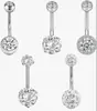 Anel de Umbigo de Aço Inoxidável Transfronteiriço Pingente de Borboleta Cravejado com Zircônia Unha de Umbigo Conjunto de Joias Sexy para Body Piercing