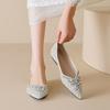 Weiwei Girl 5933-21 Zapatos Planos de Punta Estilo Francés para Mujer, Boca Baja, Zapatos de Boda con Pedrería, Elegantes Zapatos de Mujer para Combinar con Vestidos