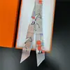 Bufanda de corbata estampada delgada de nuevo estilo para mujer, bufanda larga estrecha de seda estilo coreano para combinar con camisas, accesorio envolvente de moda