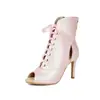 Tacones altos de jazz en rosa perla, zapatos de baile especializados, botines huecos, suministro directo de fabricantes de comercio exterior para comercio transfronterizo
