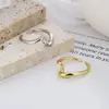Anel de Liga de Cânhamo Espesso Florido Color Block Fashionável e Personalizado Estilo Coreano Conjunto de Duas Peças Geométricas Torcidas Anel Aberto Punk
