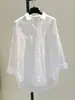 Camisa Blanca de Manga Larga Estilo Perezoso con Múltiples Bolsillos para Mujer, Transfronteriza Europea y Americana, Estilo Amazon