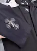 24SS CH Industria Pesada Brazo Cruzado Liu Ding Cuero Falso Dos Piezas Manga Larga Camiseta Pareja Transfronterizo Exclusivo