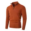 Nuevo suéter de otoño e invierno para hombre, de manga larga, casual, con media cremallera, cuello alto, ajuste slim, tejido de punto, chaqueta elegante y estilizada