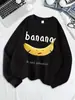Sudaderas con Estampado de Plátano Triste para Mujer Cuello Redondo Sudadera Básica Cálida Holgada Tops de Manga Larga