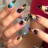 Estilo Y2K Milênio Estampa de Leopardo Arco-Íris Unhas Vestíveis Longas Formato Amêndoa Gradiente Colorido Menina Confiante Unhas Postiças Removíveis