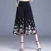 Calça Pantalona Cropped de Chiffon Estampada Verão 2024 Cintura Alta para o Trabalho Estilo Ocidental Solta Emagrecedora Casual de Perna Larga