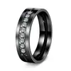 Anillos Lisos de Acero Inoxidable Incrustados con Diamantes para Hombres y Mujeres, Anillos de Pareja, Set de Joyería de Lujo Ligero, Anillo con 7 Engastes de Diamante