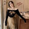 2025 Nuevo Otoño Nuevo Traje de Moda Sexy Delgado Corto de Un Hombro Manga Larga Camiseta Top para Mujer Está en Tendencia