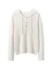 ¡Estilo simple y perezoso! Sudadera de punto suelto para mujer, con capucha y cuello semiabierto de cachemir, elegante y estilosa, capa base de múltiples botones