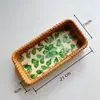 Bandeja de Cáscara de Ratán Vietnamita Bandeja para Frutas Bandeja Rectangular Hogar Sala de Estar Restaurante Lujo Ligero Cesta de Almacenamiento Almacenamiento