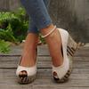 Europeu e Americano Transfronteiriço plus size Peep Toe Anabela Sapatos de Salto Alto Femininos Outono Novo Boca Rasa Comércio Exterior Sapatos Slip-on