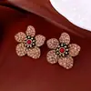 Pendientes Vintage de Plata con Flores Incrustadas de Diamantes, Diseño Retro, Pendientes de Alta Gama, Pendientes Exquisitos y Versátiles para Mujer