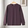 Moletom Redondo de Algodão Imitado Novo para Outono e Inverno para Homens Cor Lisa Solto Casual Punho com Ribana Moletom Macio e Amigo da Pele