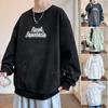 Sudadera para Hombre Estilo Americano Primavera, Otoño e Invierno 2026 Cuello Redondo Holgada Casual Camiseta Básica Manga Larga Ins Talla Grande con Forro Polar