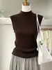 Chal de punto sin mangas de alta gama, nicho, exquisito, con textura de cuerda retorcida, top suave, amigable con la piel, elástico para mujer
