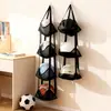 Bolsa de pendurar para armazenamento de bolas montada na parede para uso doméstico, suporte de futebol atrás da porta, porta-bolas, organizador de armazenamento de brinquedos e bonecas