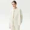 Cárdigan de cachemira grueso y holgado, chaqueta de punto casual con cremallera de doble capa engrosada de cachemira para bebé para mujer