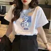 T-shirt de Manga Curta de Urso Mais Vendida da Lightning Warehouse para Mulheres Verão 2026 Estilo Harajuku Nicho Branca Manga Meia-Manga Marca Ins da Moda