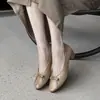 2025 Novo Couro Integral Pele de Cabra 4cm Sola Clássica de Tendão Roupas de Trabalho Versátil Sapatos Rasos para Todas as Estações Sapatos de Trabalho Que Não Cansam os Pés