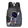 Mochila Escolar 3D Novo Jogo Robô Cósmico Astro Bot 16" Dupla Camada Estudante Estampada