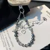 Colgante de Corazón de Diamante Cadena para Teléfono Móvil Joyería de Cristal Perla Pedrería Cadena de Teléfono Móvil de Gama Alta Cuerda Corta para Muñeca para Mujeres