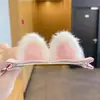 Grampo de Cabelo de Pelúcia com Orelhas de Gato Infantil Grampo de Cabelo Feminino Grampo de Bico de Pato Lateral Infantil Grampo Fofo para Menina Acessório de Cabeça