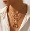Moda Europea y Americana Estilo Personalidad Cadena de Clavícula Multicapa Acero Inoxidable Oso Raqueta DIY Colgante de Múltiples Formas Collar